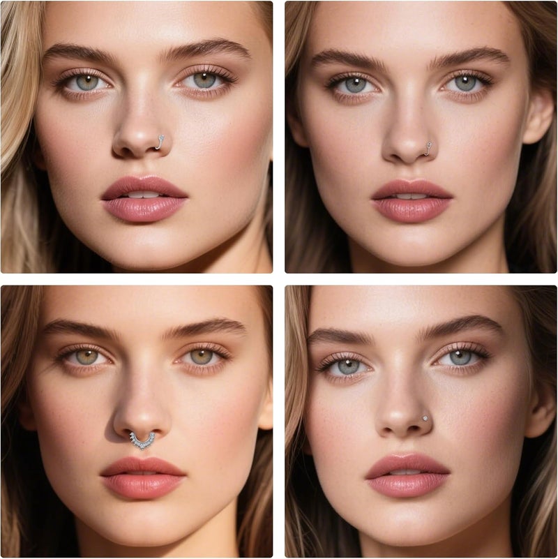 D.Bella Fake Septum Hoop 20G Faux Nose Piercing Hoop Clip on Nose Rings Non Piercing Fake Septum Lip Ear Ring Faux Body Piercing Jewelry for Women Men - Image 5
